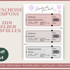 Voucher da compilare Idea regalo Modello digitale Download digitale PDF da stampare Voucher Regalare coupon