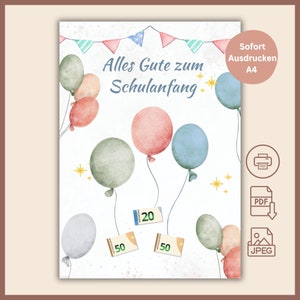 Geldgeschenk Schulbeginn Gutschein Schulanfang Geld verschenken Einschulung Grußkarte mit Geld kreatives Geldgeschenk Schulbeginn