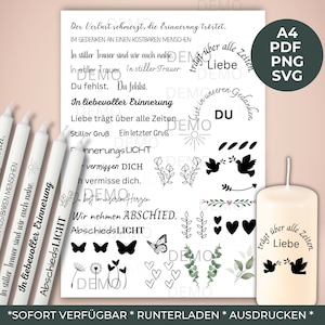 Candle tattoo mourning ceramic PDF PNG SVG A4 template candle stickers candles waterslide film mourning candles candle tattoo template download