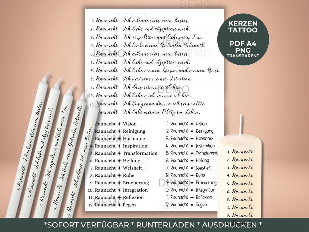Raunächte Ritual Kerze Kerzentattoo Kerzensticker Affirmationen PDF