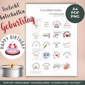 Tealight Birthday Messages PDF | 20 Tealight Messages to Craft | Happy Birthday Printable Template