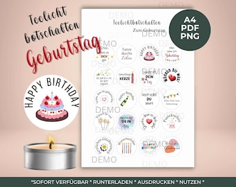 Tealight Birthday Messages PDF | 20 Tealight Messages to Craft | Happy Birthday Printable Template