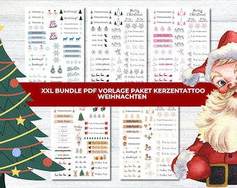 XXL-paket Ljustatuering Ljusklistermärken Jul PDF-mall Ljustatuering Ljusklistermärken Ljusvattenrutschkana-dekal nedladdning