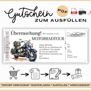 Voucher motorcycle tour template to print gift idea time instead of stuff gift voucher voucher excursion surprise moped men&#39;s day