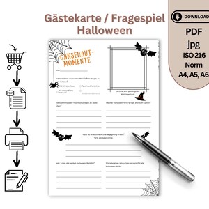 Cartes d'invités d'Halloween à remplir – PDF à imprimer | Livre d'or pour fête d'Halloween | Modèle de livre d'or DIY pour enfants et adultes