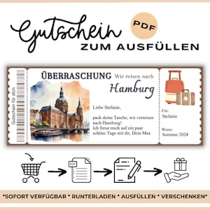 Hamburg Ausfüllbarer Gutschein Reise Reisegutschein Urlaub Hamburg Geschenkgutschein Städte Tour Hamburg Hochzeitsreise Urlaub Hamburg