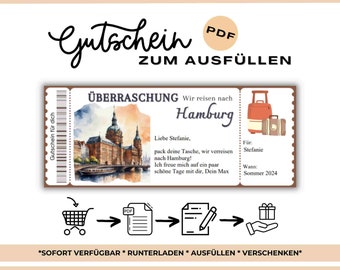 Hamburg Fillable Voucher Travel Travel Voucher Holiday Hamburg Gift Voucher City Tour Hamburg Honeymoon Holiday Hamburg