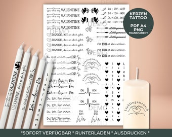 Candle Tattoos Favorite Person Sayings PDF Template For Candles Water Slide Film Ceramic Stick Candles Candles Decorating To Print