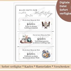 Mother&#39;s Day vouchers coupons, voucher card, invitation card, voucher template, voucher to fill out, print voucher