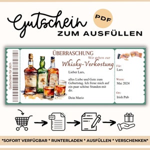 Kupon na degustację whisky | Zwiedzanie destylarni | Szablon kuponu na wizytę w destylarni | Degustacja whisky | Prezent na Dzień Ojca z okazji Dnia Mężczyzn