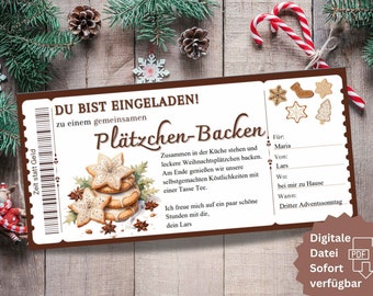 Bon d&#39;achat pour biscuits de Noël | Modèle de bon PDF à remplir | Idée cadeau de Noël | Le temps, pas les choses