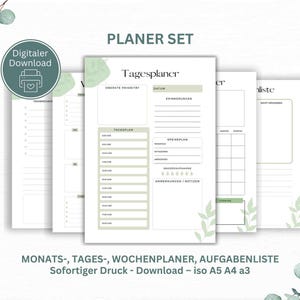 Printable planner A4 A5 PDF | Daily planner, weekly planner, monthly planner set, undated | Printable template in German, download