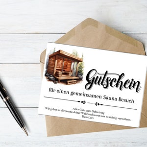 Modèle de bon de sauna pour l'impression de cartes postales | Carte cadeau pour le sauna | Idée cadeau bien-être et spa | mère | Journée des filles