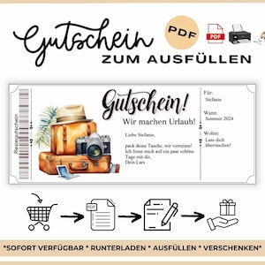 Travel voucher to fill out Voucher for a trip Template Travel voucher to print Gift voucher vacation | Vacation voucher