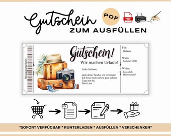 Travel voucher to fill out Voucher for a trip Template Travel voucher to print Gift voucher vacation | Vacation voucher