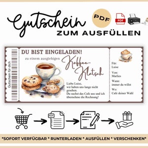 Modello di buono per bere un caffè personalizzabile Modello di buono per caffè da stampare, crea il tuo buono regalo