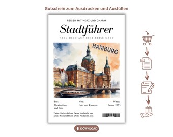 Hamburg Ausfüllbarer Gutschein Reise Reisegutschein Urlaub Hamburg Geschenkgutschein Städte Tour Hamburg Hochzeitsreise Urlaub Hamburg A5 A4