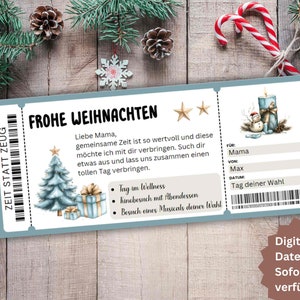Weihnachten ausfüllbarer Gutschein personalisierbar Gutscheinvorlage zum Ausdrucken Geschenkidee Weihnachten Geschenkgutschein last minute
