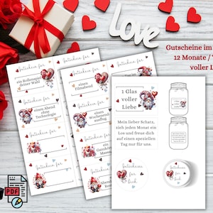 Valentine&#39;s Day vouchers to print | Girlfriend gift voucher | PDF vouchers immediately download | Time instead of money | Time instead of stuff