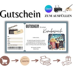 Movie Ticket Voucher Template | Personalizable Gift Voucher Printout | Movie Ticket Voucher PDF Last Minute Gift Idea