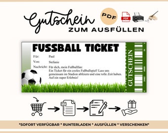 Voucher Football Ticket to fill out | Template to print | Personalized Voucher Football Ticket PDF Download Football Game