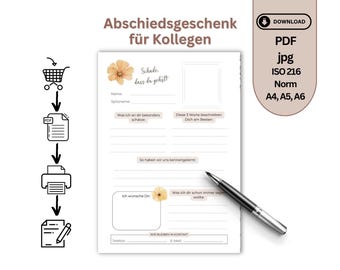 Farewell book "It's a pity you're leaving" as a PDF to print - personal digital gift for colleagues, retirement, DIY