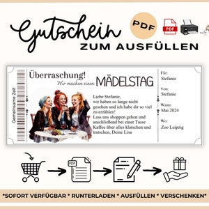 Tegoedbon voor meisjesdag tijd samen beste vrienden sjabloonvoucher meisjesuitje om cadeau-idee vriendinstijd af te drukken in plaats van spullen
