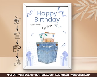 Geldgeschenk zum Geburstag | Wunscherfüller Geschenk | Geburtstagsgeschenk | Bild | Poster | persönliches Geschenk | Taschengeld