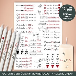Valentine&#39;s Day Love Favorite Person Tattoo Foil for Candles Ceramic, Candle Tattoo Candle Sticker Water Slide Film Decoration A4 PDF 3