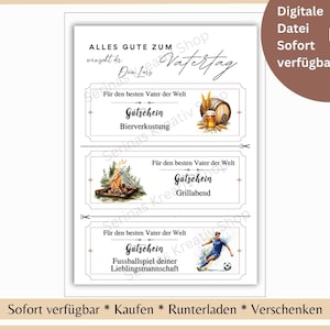 Father&#39;s Day vouchers coupons, voucher card, invitation card, voucher template, voucher to fill out, print voucher