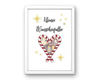 Money gift for Christmas Wish fulfillment gift Christmas gift picture poster personal gift giving money
