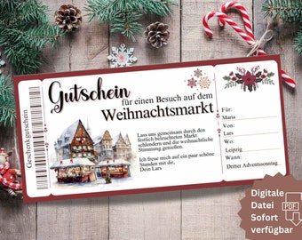 Bon pour le marché de Noël à remplir modèle de bon pour le marché de Noël Cadeau de Noël Temps au lieu de trucs Marché de Noël 2