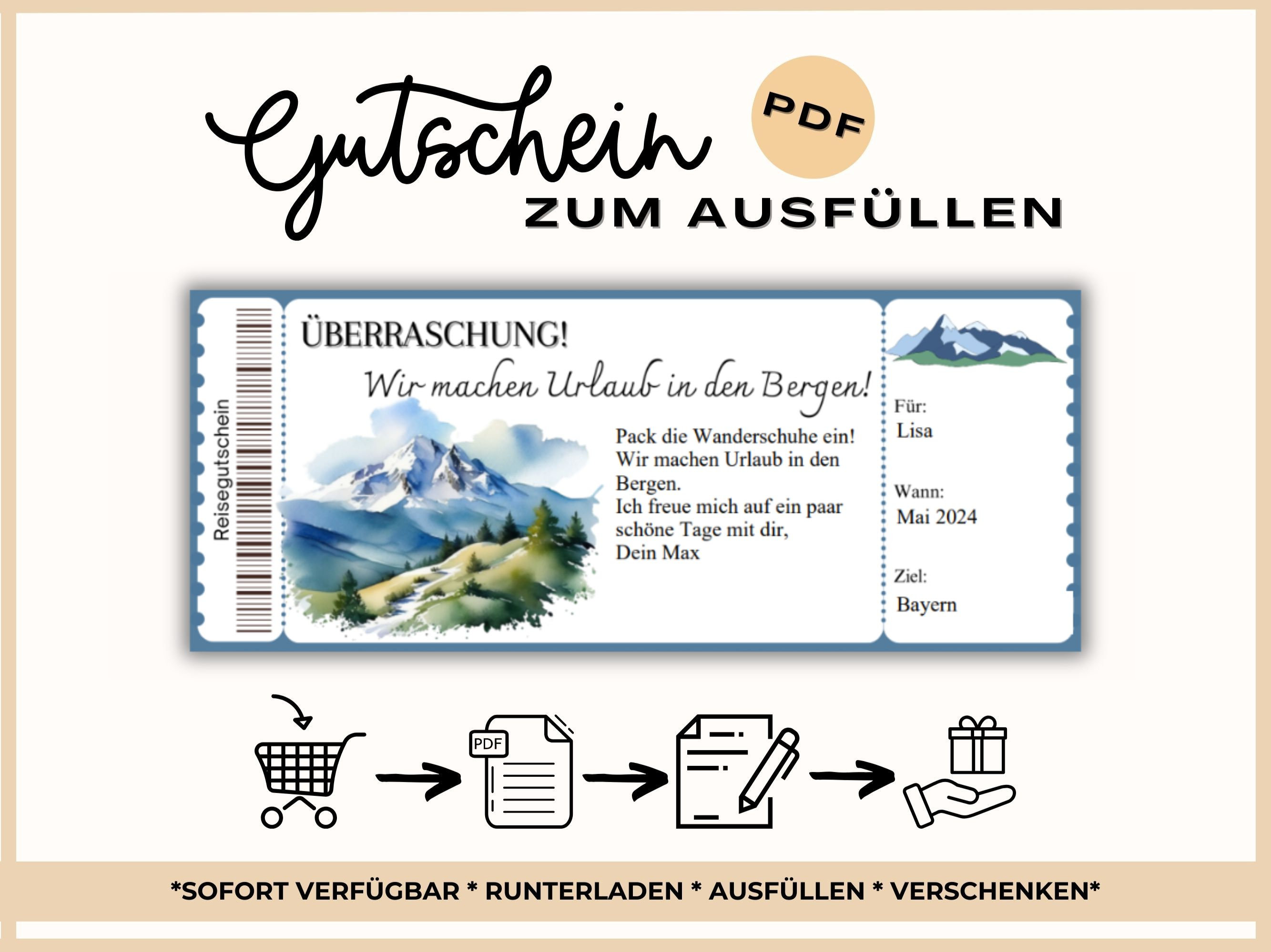 Travel Voucher Holiday in the Mountains | Voucher for a Trip Template ...