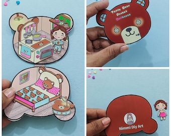 Maison de poupée de poche ours en peluche : kit de bricolage (téléchargement numérique)
