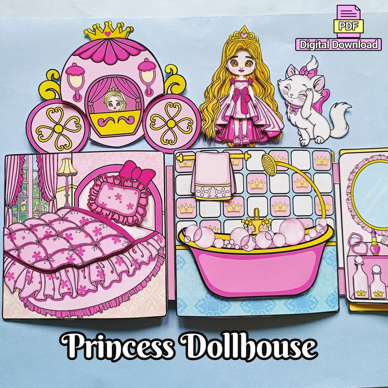 Printable Princess Dollhouse Paper Craft: DIY Kids Activity (digital ...