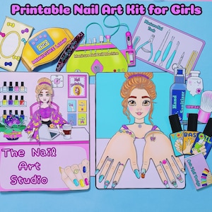Libro di kit per salone di bellezza per bambole di carta stampabile per progetti di attività per bambini. Kit per bambini, scuola materna, giochi per la scuola materna, libro di attività per bambini piccoli.
