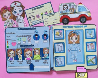 Libro de actividades para muñecas de papel de hospital: Manualidades y actividades de aprendizaje (Plantilla PDF imprimible)