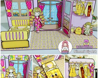 Paper Doll Book: 3D Duck Dollhouse: doe-het-zelfkit (digitale download)