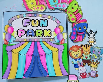 Printable Paper Fun Fair Cute Animal busy book kit for kids. preschool games,Toddler busy book activities.