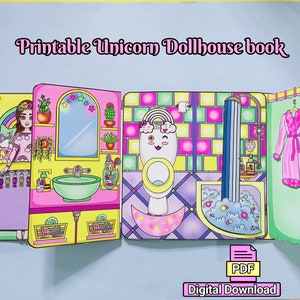 Casa delle bambole Unicorn di carta stampabile, gioco Tolder per bambini, giochi prescolari, kit per bambini, stampe digitali: attività per bambini.