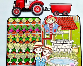 Libro de actividades de granja imprimible para niños: Juego de muñecas de papel (PDF)