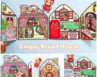 Gingerbread House Paper Doll: Christmas Printable Dollhouse (PDF Download)