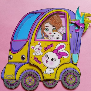 Druckbare Papier kleine Puppe & Haustier Auto Spielzeug Handwerk für kreative Spielzeit für Kinder, Kit für Kinder, druckbare Vorlage für Kinder, Vorschulspiel.