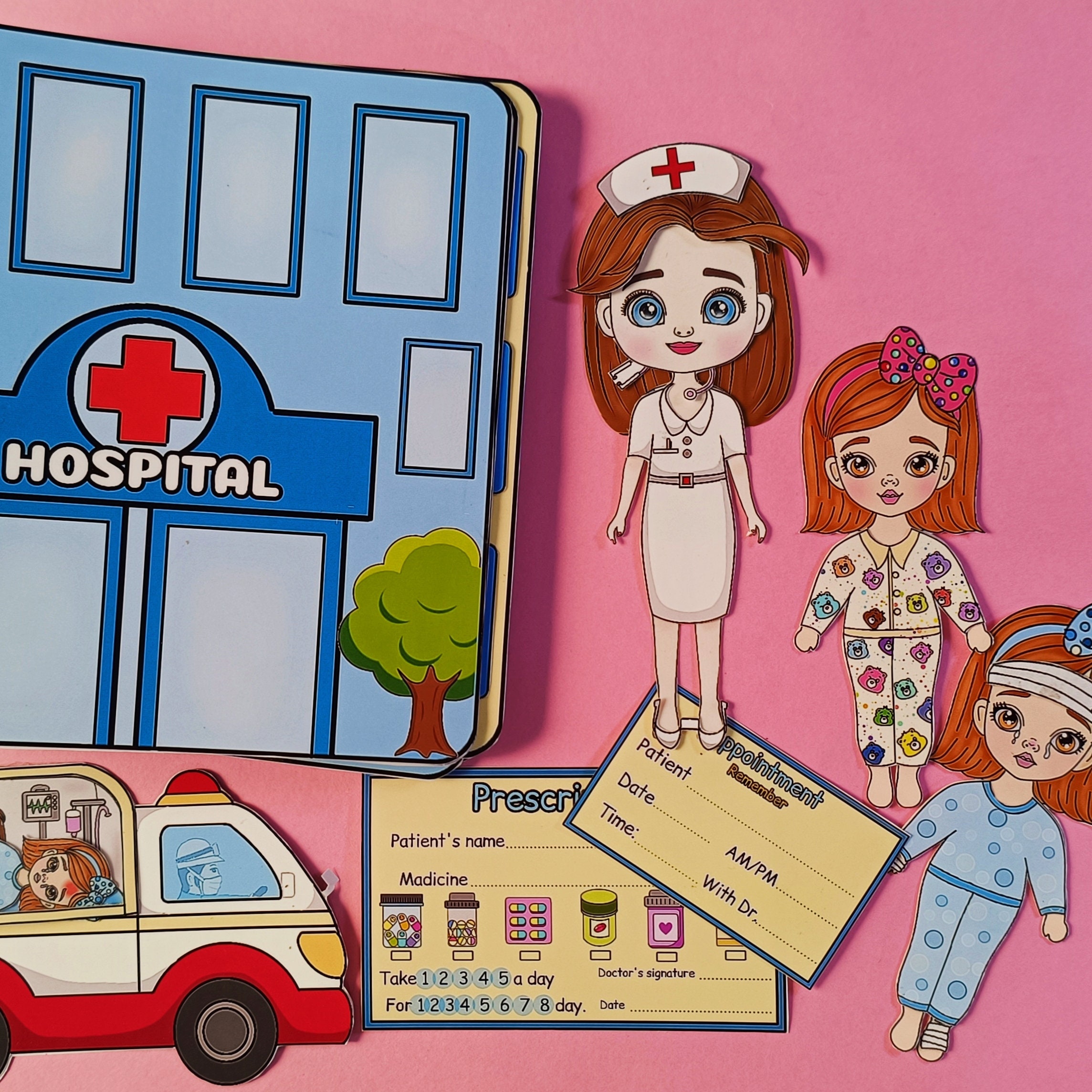 Printable Paper Doll Hospital Busy Book Printable Activities for Fun and Learning,kit for Kids ...