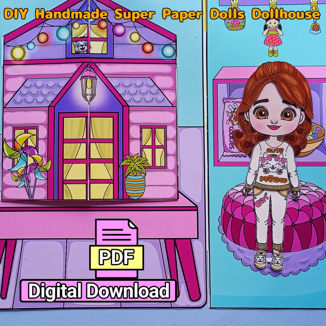 Printable Paper Doll Dollhouse , Kit for Kids, Preschool Games, Toddler ...