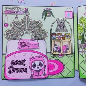 Bedruckbares Papier Bambus-Puppenhaus beschäftigt Buch Kit für Kinder. Vorschulspiele, Buchaktivitäten für Kleinkinder.
