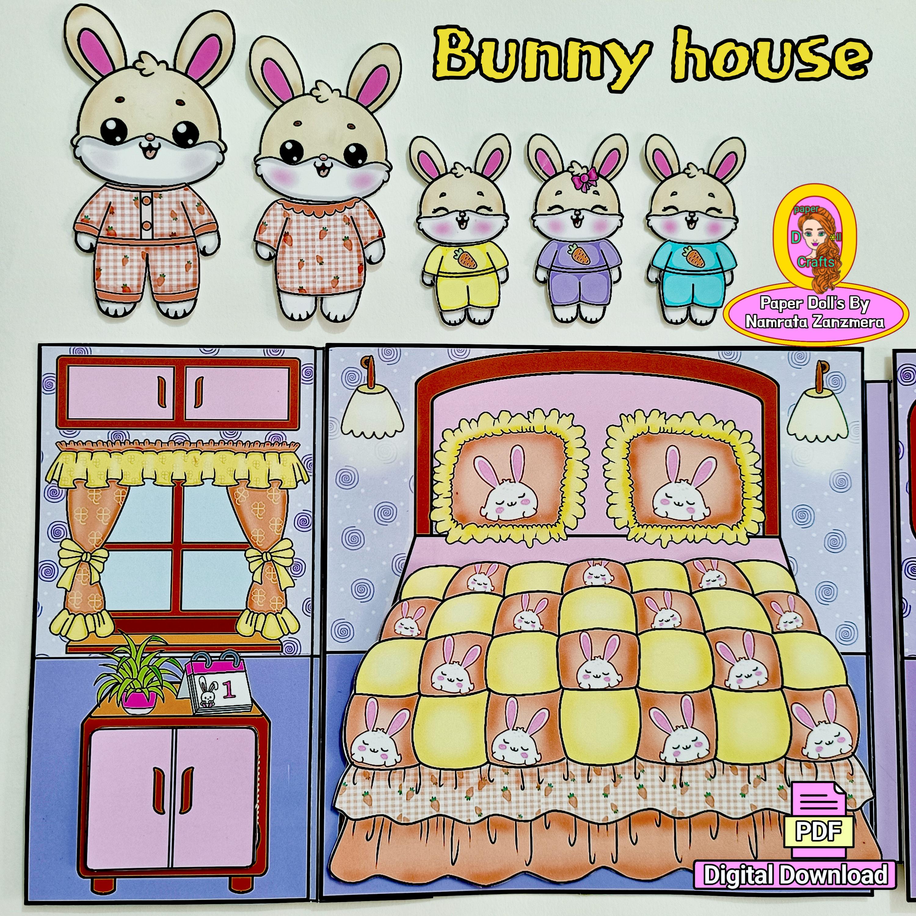Printable Paper Bunny House Kit: Kids' Activity Book (PDF) - Etsy
