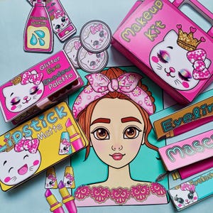 Kit di trucco stampabile su carta: attività stampabili per bambini, giochi per la scuola materna, libro di attività per bambini, kit per bambini, kit per la cura della pelle e il trucco