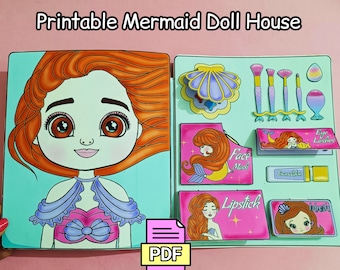 Kit de manualidades de papel para casa de muñecas de sirena: Libro imprimible de actividades (Descarga PDF)