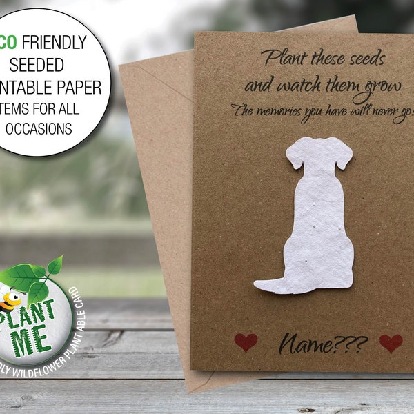 Personalised Custom Plantable Pet Loss Memorial Card Dog Bereavement cards So sorry Bee friendly Seeded paper 07